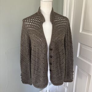 Chico's Brown Open-Knit Cardigan Sweater